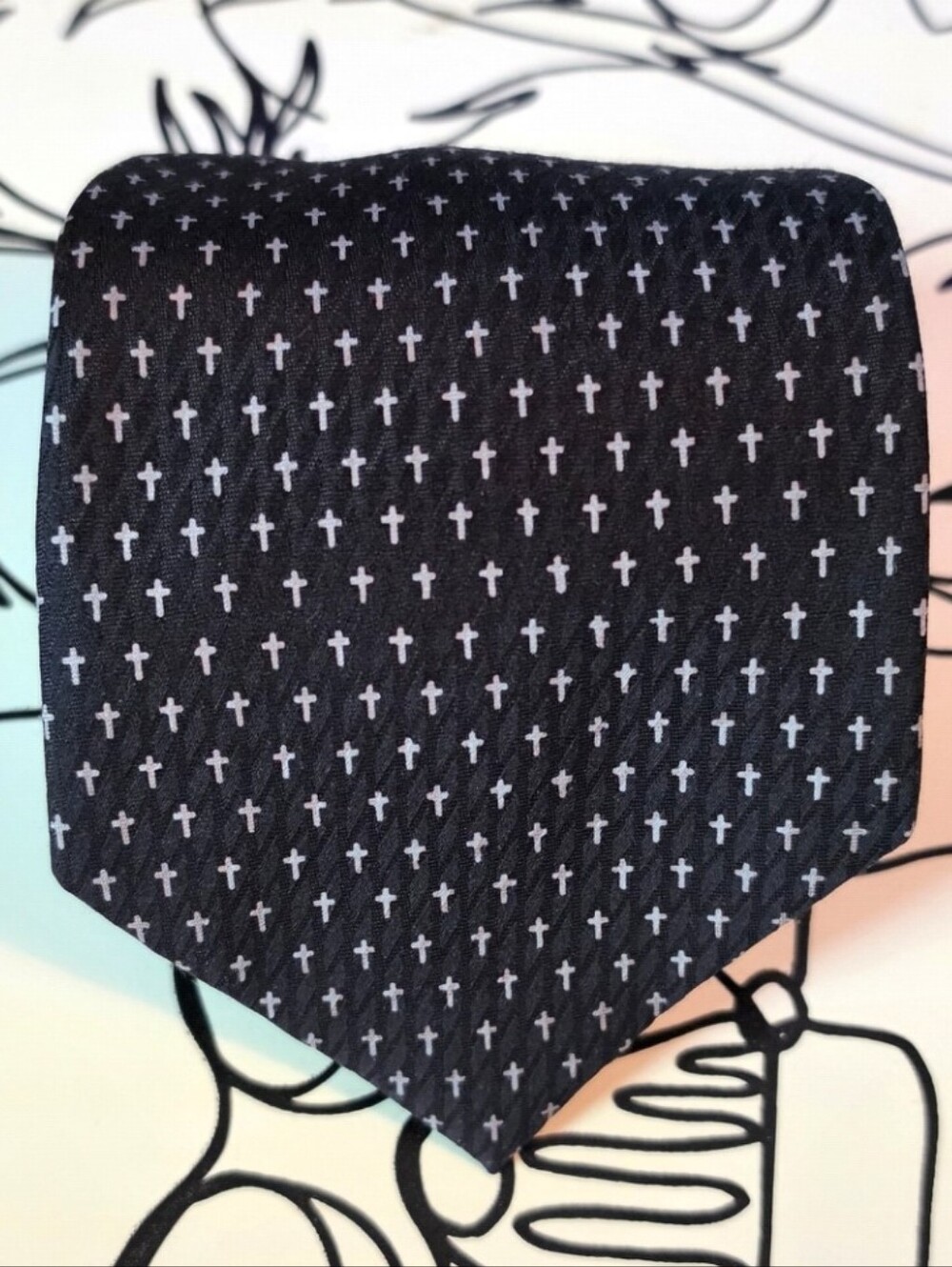 Appointed Apparel Black Christian Cross Pattern Men's Necktie 60" x 3.75"